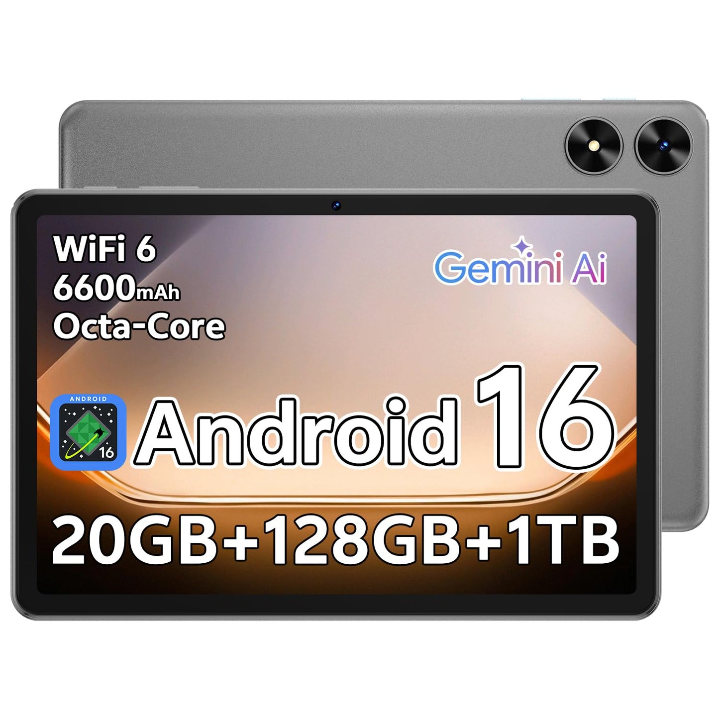 SHARECLOUD Android 16 Tablet 10.1 inch Tablet with Octa-Core Processor, 20GB RAM 128GB ROM 1 TB Expandable, 1280x800 HD IPS Touc