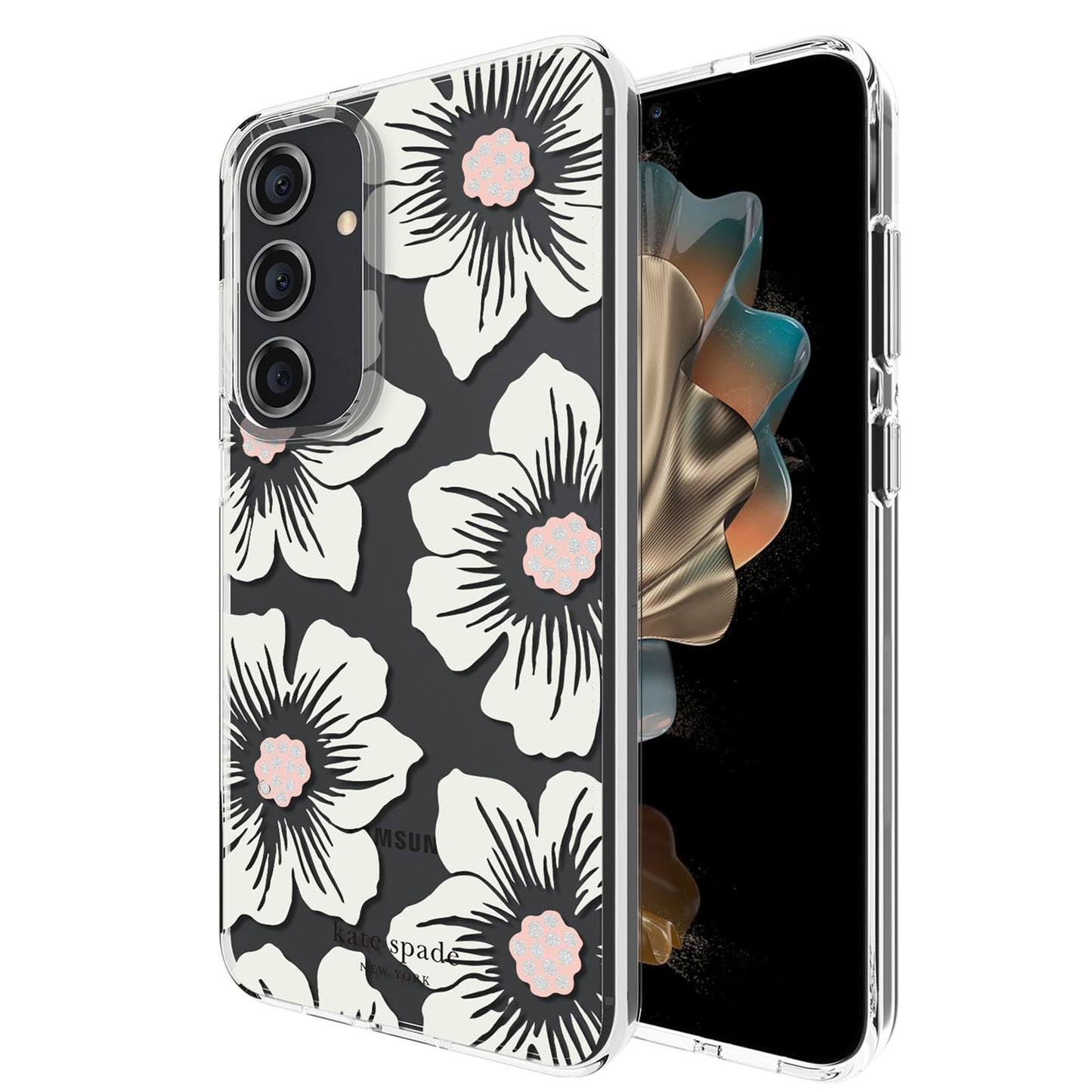 Kate Spade New York Samsung Galaxy S24 Plus Case, Compatible with Wireless Charging - Hollyhock Cream
