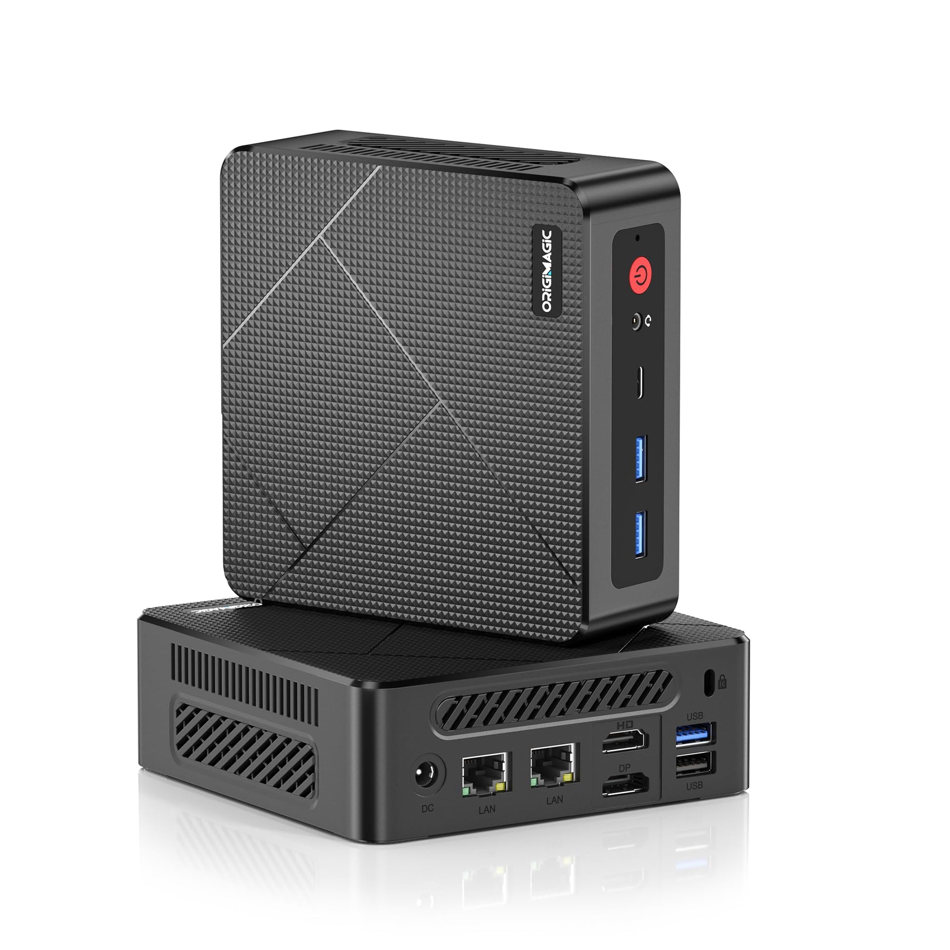 origimagic C4 Dual Nic Mini PC Ryzen 5 3550H(Upgraded N150), 16GB RAM 512GB SSD Mini Computers, Triple Display(HDMI/DP/USB-C), W