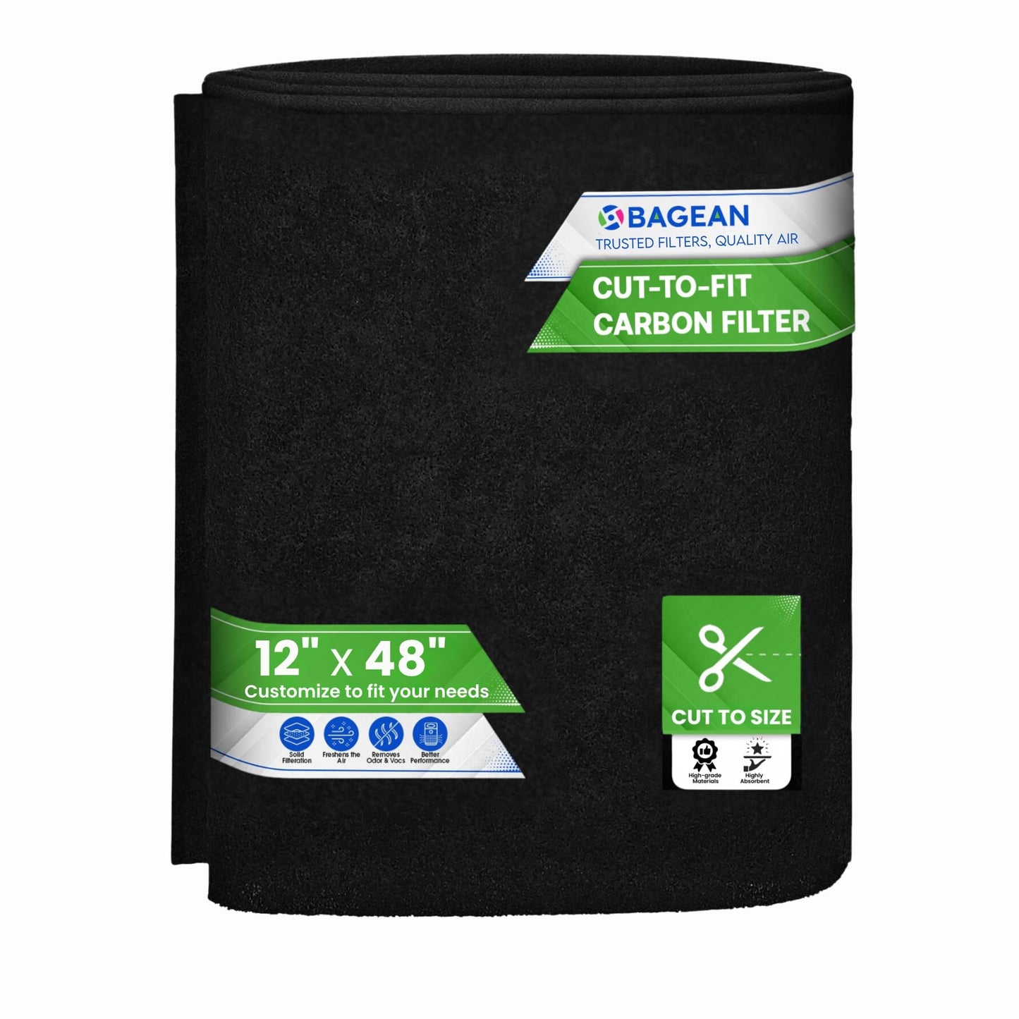 Cut to Fit Activated Carbon Filter Sheet 12 x 48 - Activated Carbon Air Filter for Air Purifiers Window AC Air Vent And More - C
