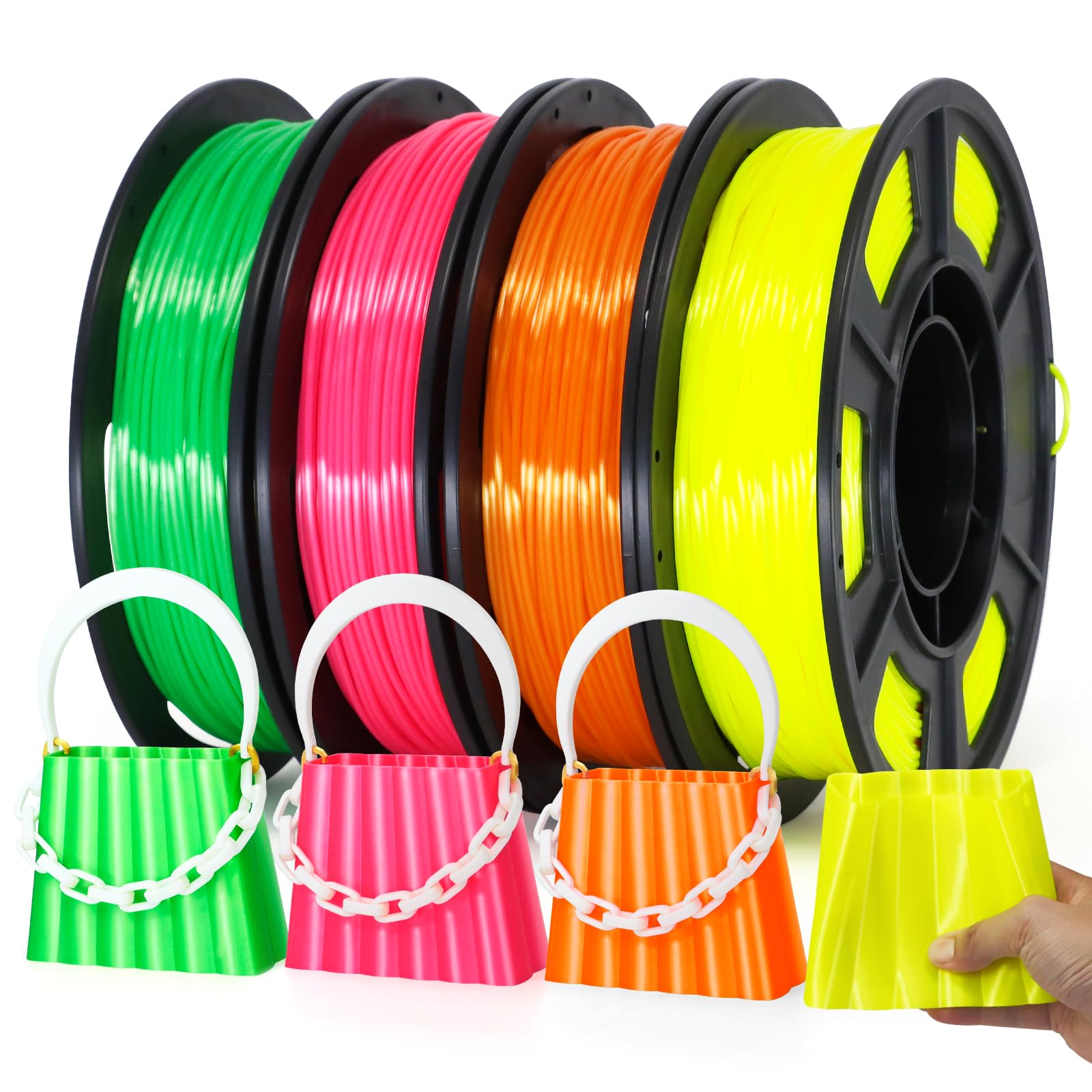 Reprapper Silk TPU Filament, 95A Shore Hardness TPU 1.75mm Bundle, Elastic 3D Printer Filament Pack, Flexible & Soft Filament fo