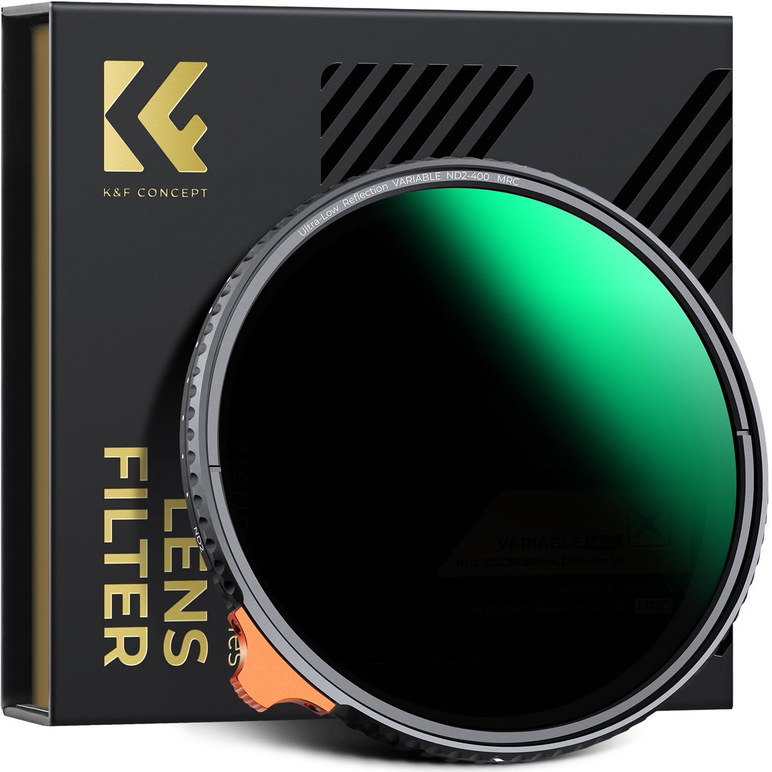 K&F CONCEPT 67mm Ultra-Low Reflectivity Putter Variable ND Filter ND2-ND400 (1-9 Stops) 28 Multi-Layer Coatings AGC Glass Adjust