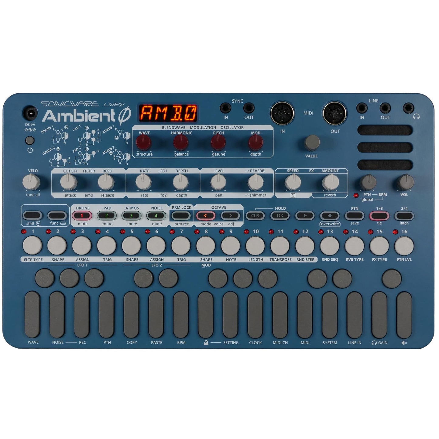 Sonicware Liven Ambient  [Soundscape Synthesizer] 4-Layer Ambient Generator for Drone, Pad, Atmos & Noise-Delay, Reverb, Wavetab