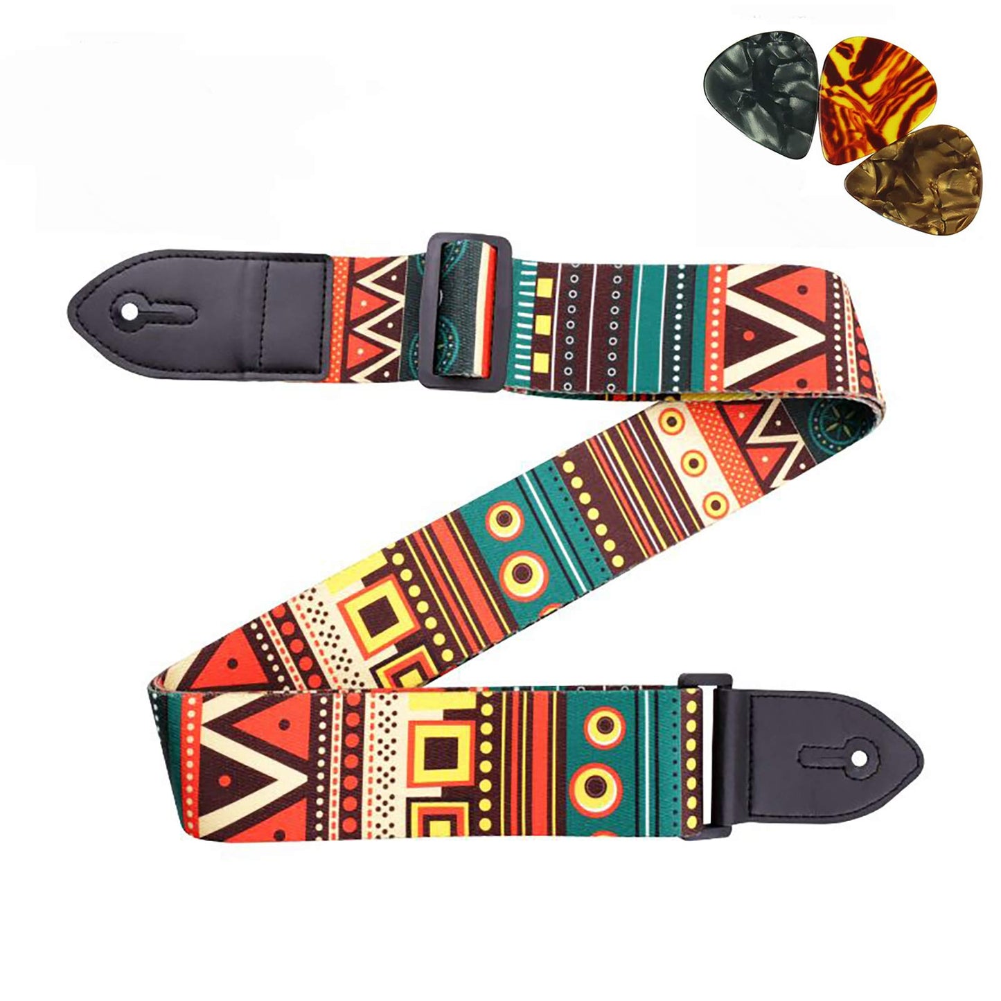LAVILI Guitar Strap, Acoustic Guitar Strap, Electric Guitar Strap Includes 3 Pick.Adjustable Classical Guitar Strap leather&Poly