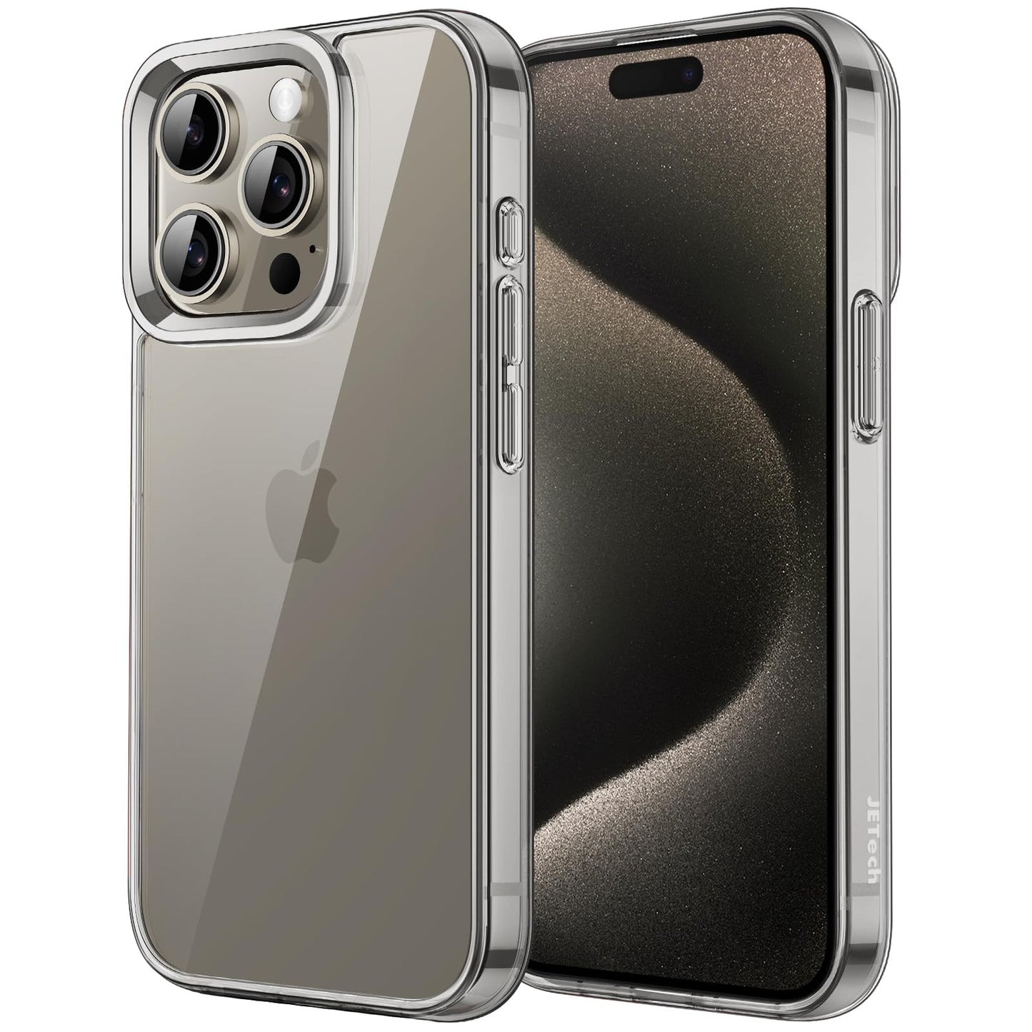 JETech Case for iPhone 15 Pro 6.1-Inch, Non-Yellowing Shockproof Phone Bumper Cover, Anti-Scratch Clear Back (Natural Titanium)