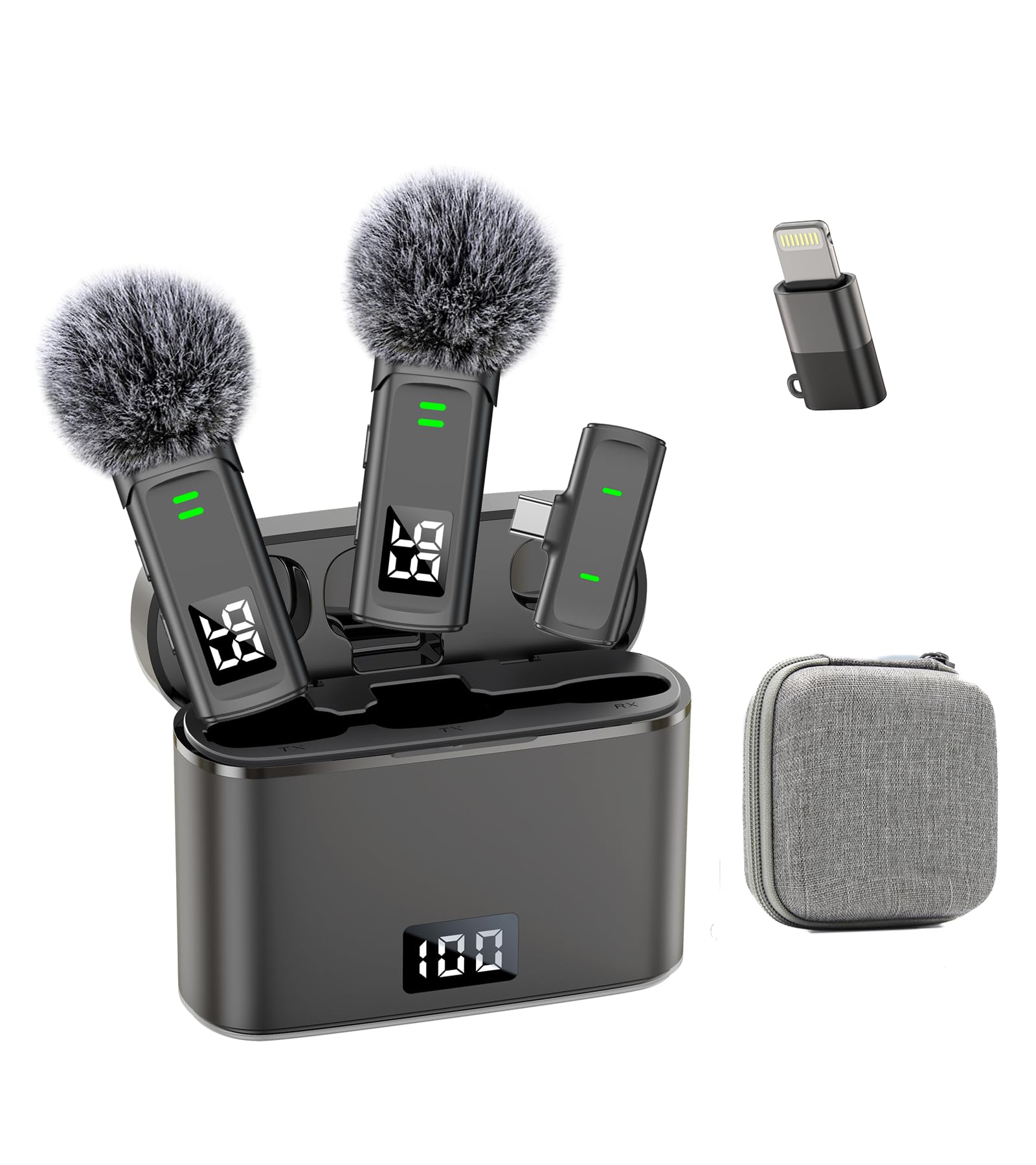 Wireless Lavalier Microphone for iPhone USB C Lav Mic for iPhone 17 16 Android Phone Microphone Video Recording TikTok Vlog Nois