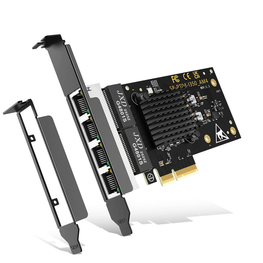 4 Port Gigabit Base-T Network Card, Intel I350 Controller, NICGIGA 4 Port 1G PCIe Ethernet Adapter, 4 x 1Gbe RJ45 Port NIC Card,