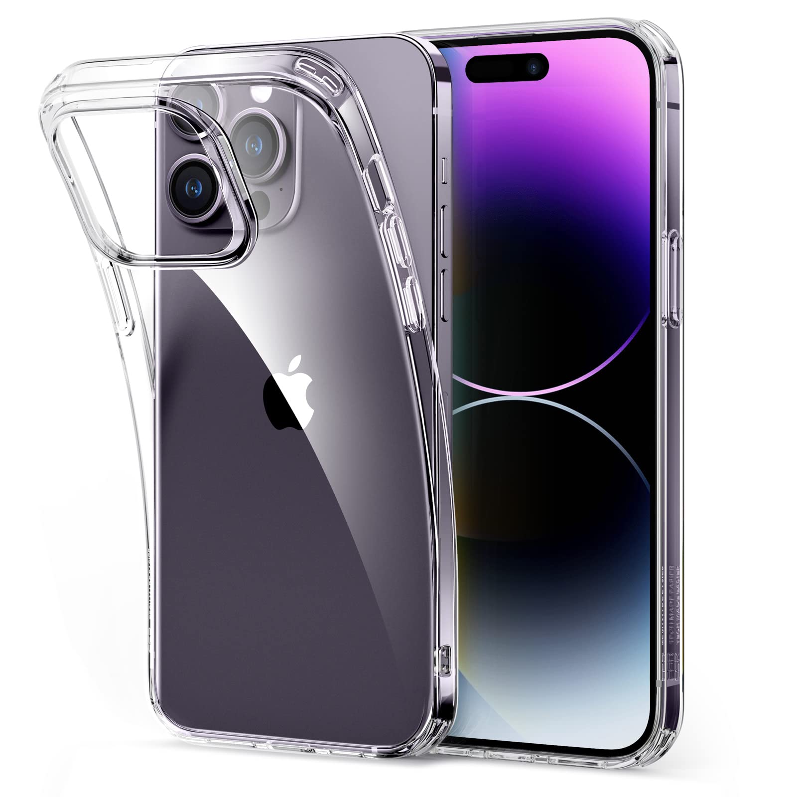 ESR Clear Case for iPhone 14 Pro Case, Shockproof Thin Silicone Cover, Yellowing-Resistant Slim Transparent TPU Phone Case, Proj