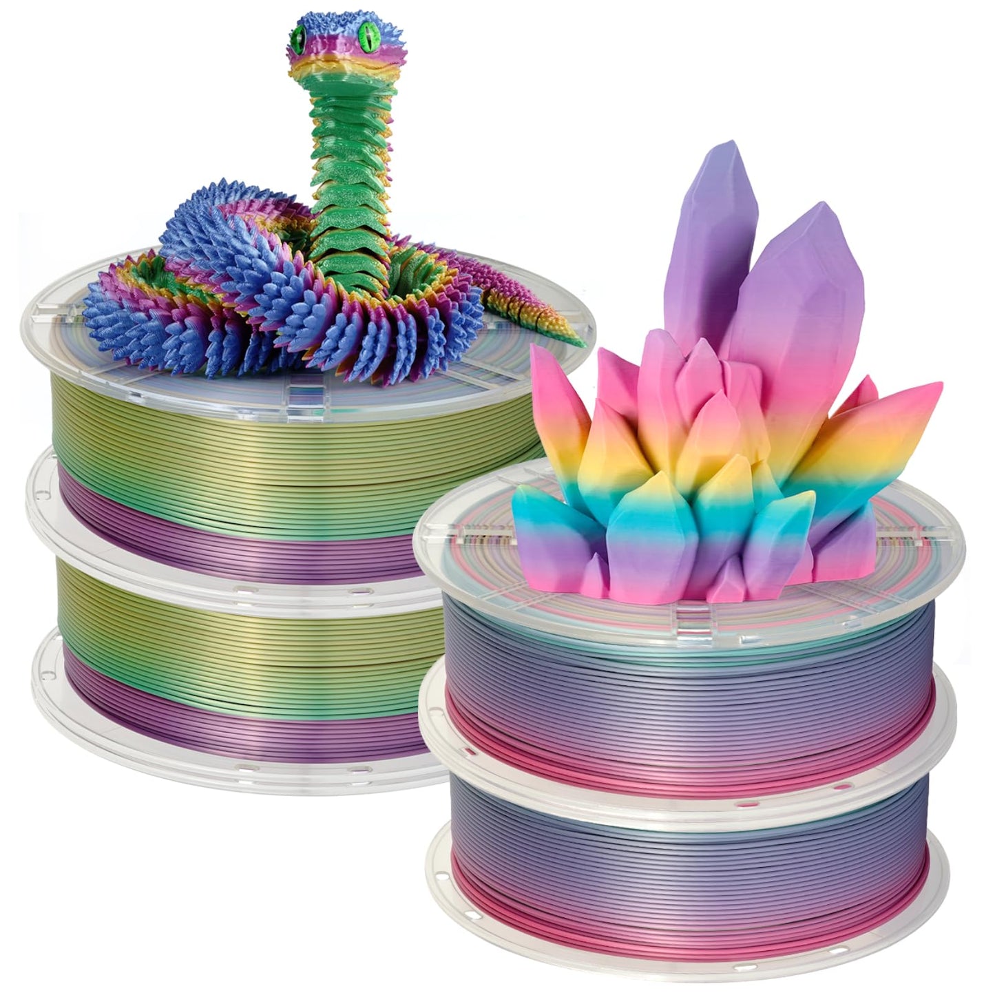 Kingroon Rainbow Silk PLA 4KG PLA Filament Bundle 1.75MM 3D Printing Filament Color Changing Filament Dimensional Accuracy 0.02m