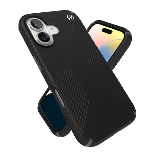 Speck Black iPhone 16 Case - Slim Phone Case iPhone 16 - iPhone 16 Phone Case - Presidio 2 Grip - Black/Slate