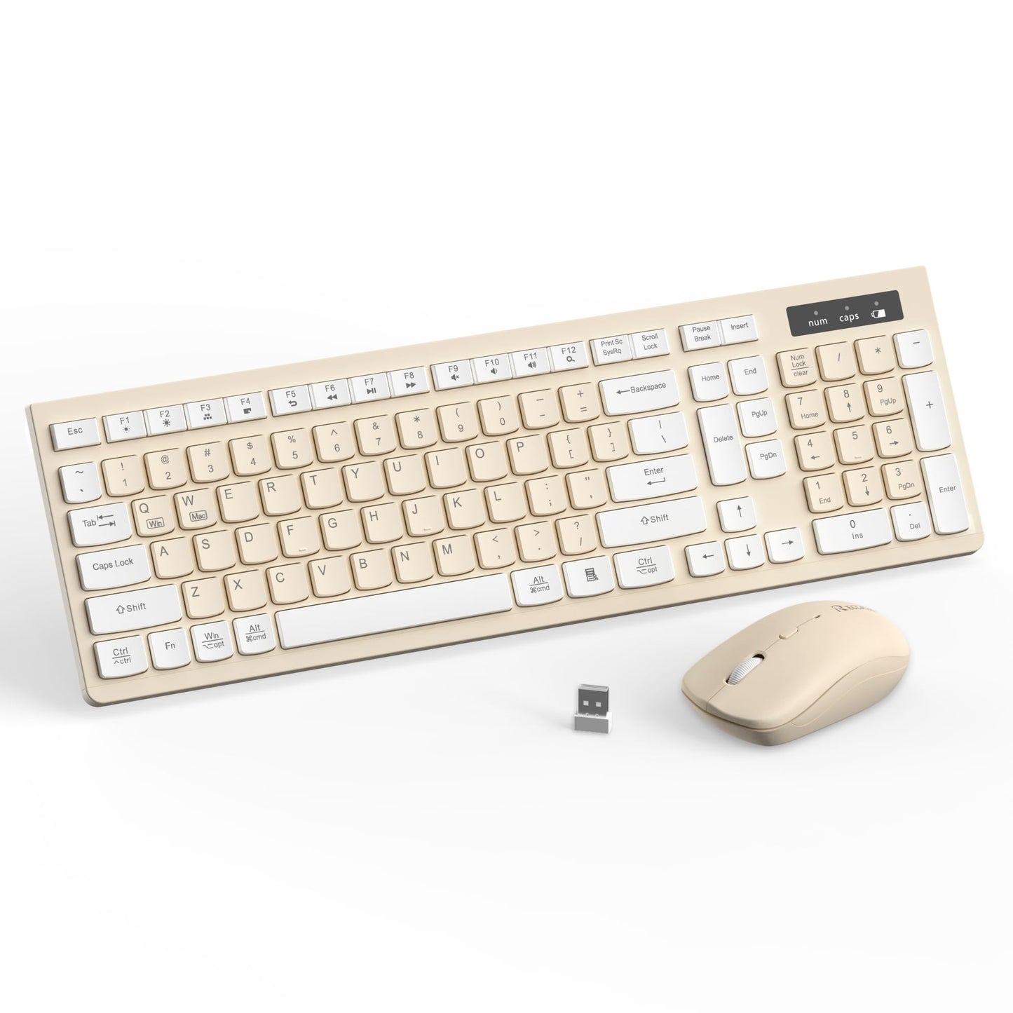 Wireless Keyboard and Mouse Combo, Full-Sized Wireless Keyboard and Adjustable DPI Mouse, 2.4GHz USB Receiver, Keyboard and Mous