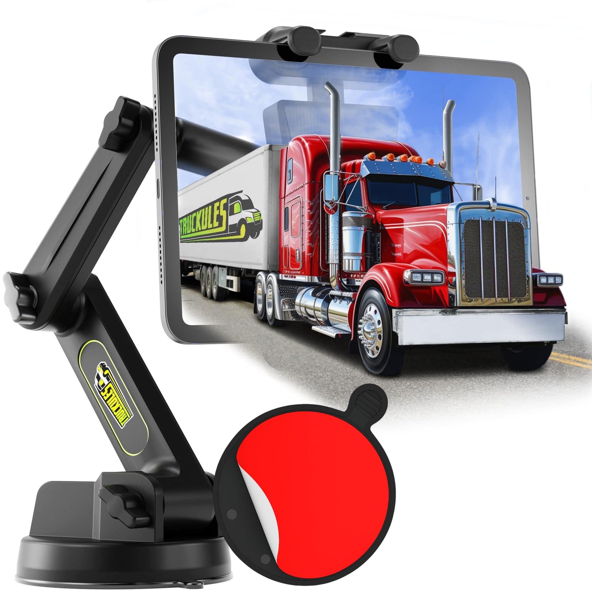 Tablet Holder for Truck Tablet Mount - iPad Mount for Truck, Heavy Duty Super Suction Cup, 16.7 inch Long Arm & Stable, Device &