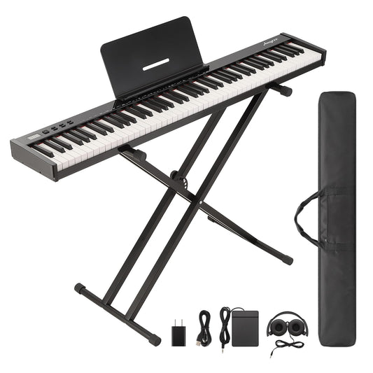 88-Key Portable Electric Keyboard,With Accessories, Compact Design, Ideal for Music Learners and Travel