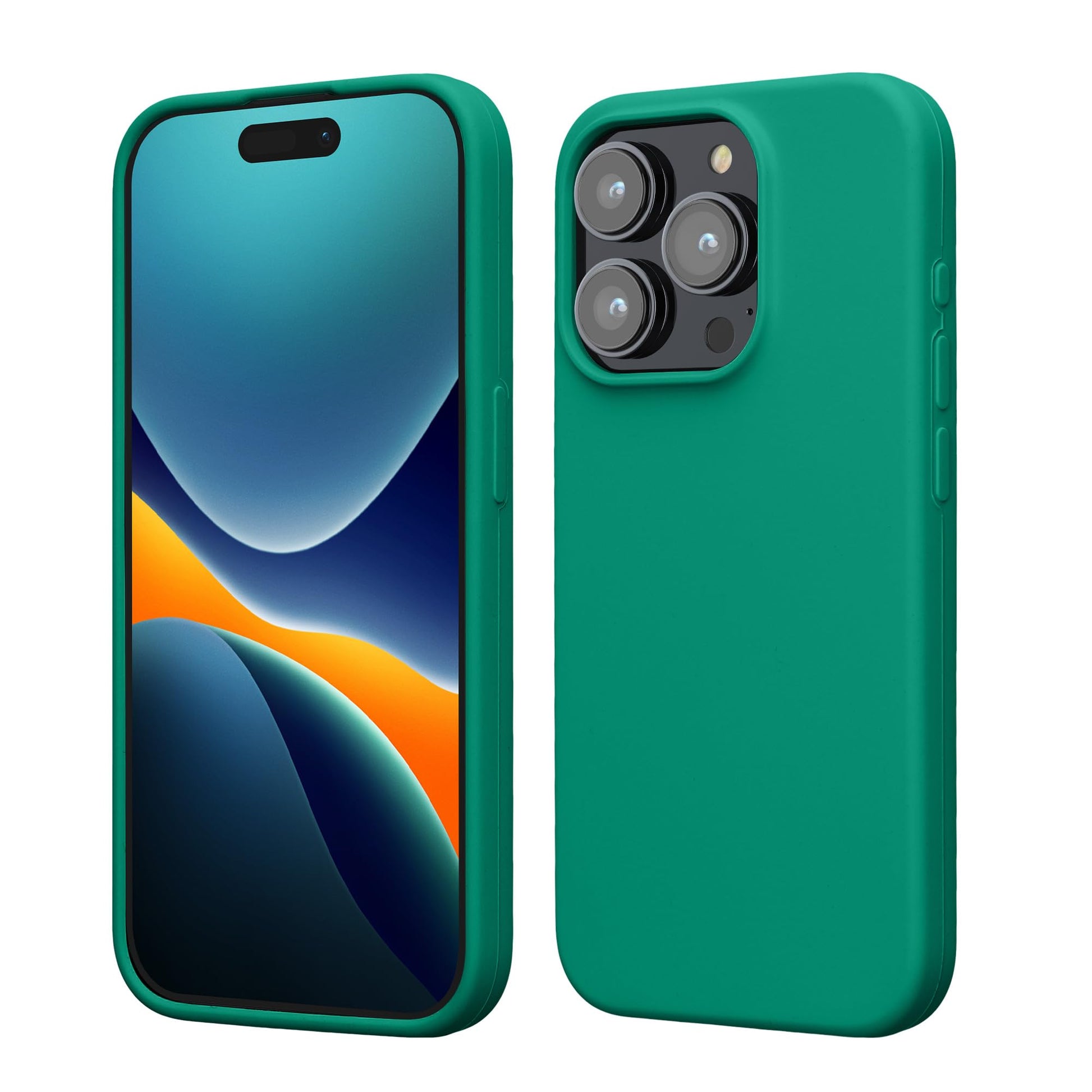 kwmobile Case Compatible with iPhone 15 Pro Case - Slim Soft TPU Silicone Cover - Emerald Green