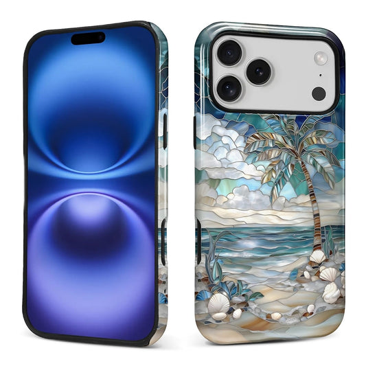 Flivro Case for iPhone 17 Pro, PC Hard Shell & Silicone Inner Bumper, Anti-Scratch Full-Body Cover Shockproof Slim Design Beach