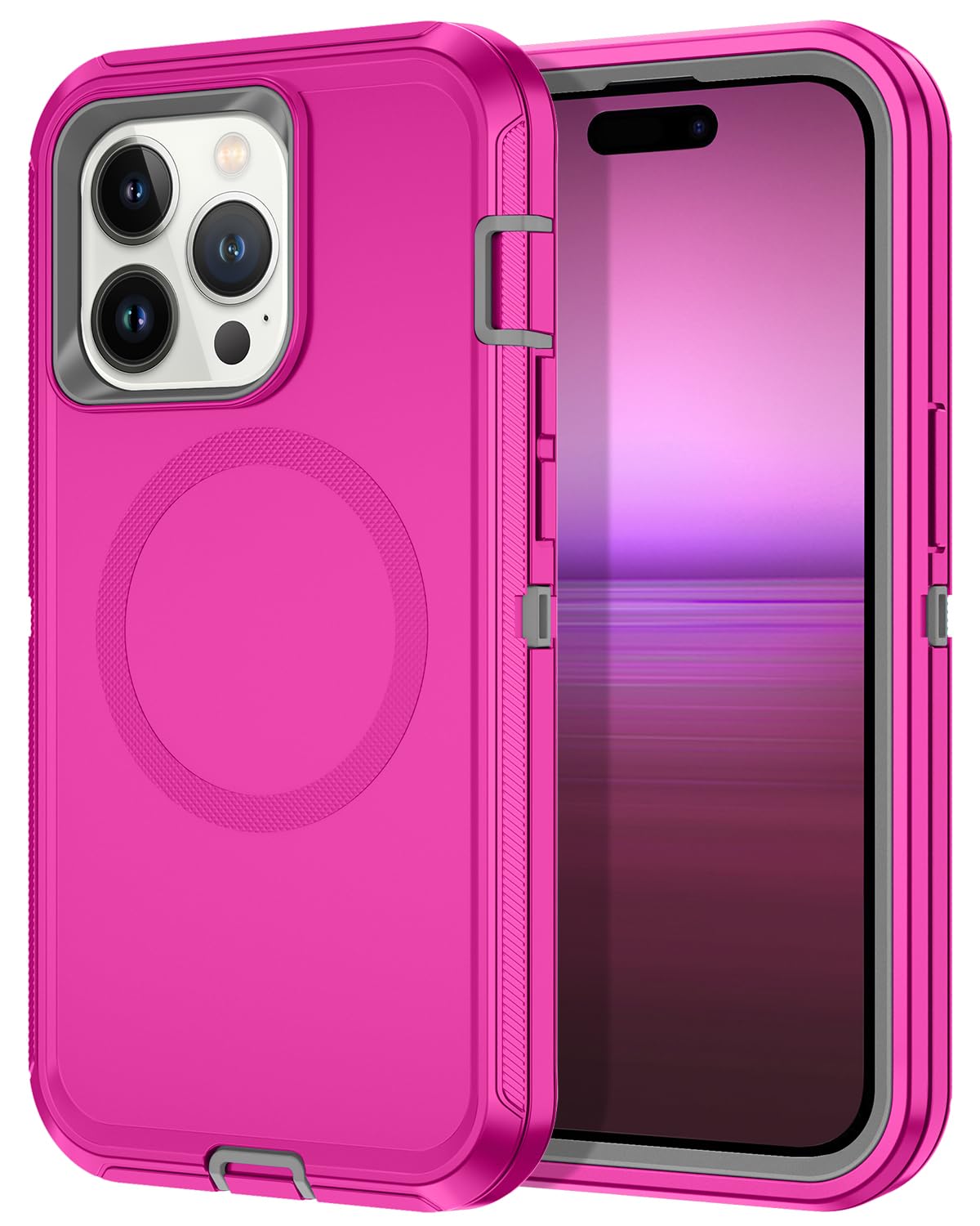 I-HONVA for iPhone 14 Pro Case [Compatible with MagSafe] Shockproof 3-Layer Full Body Protection Rugged Heavy Duty Cover Case fo