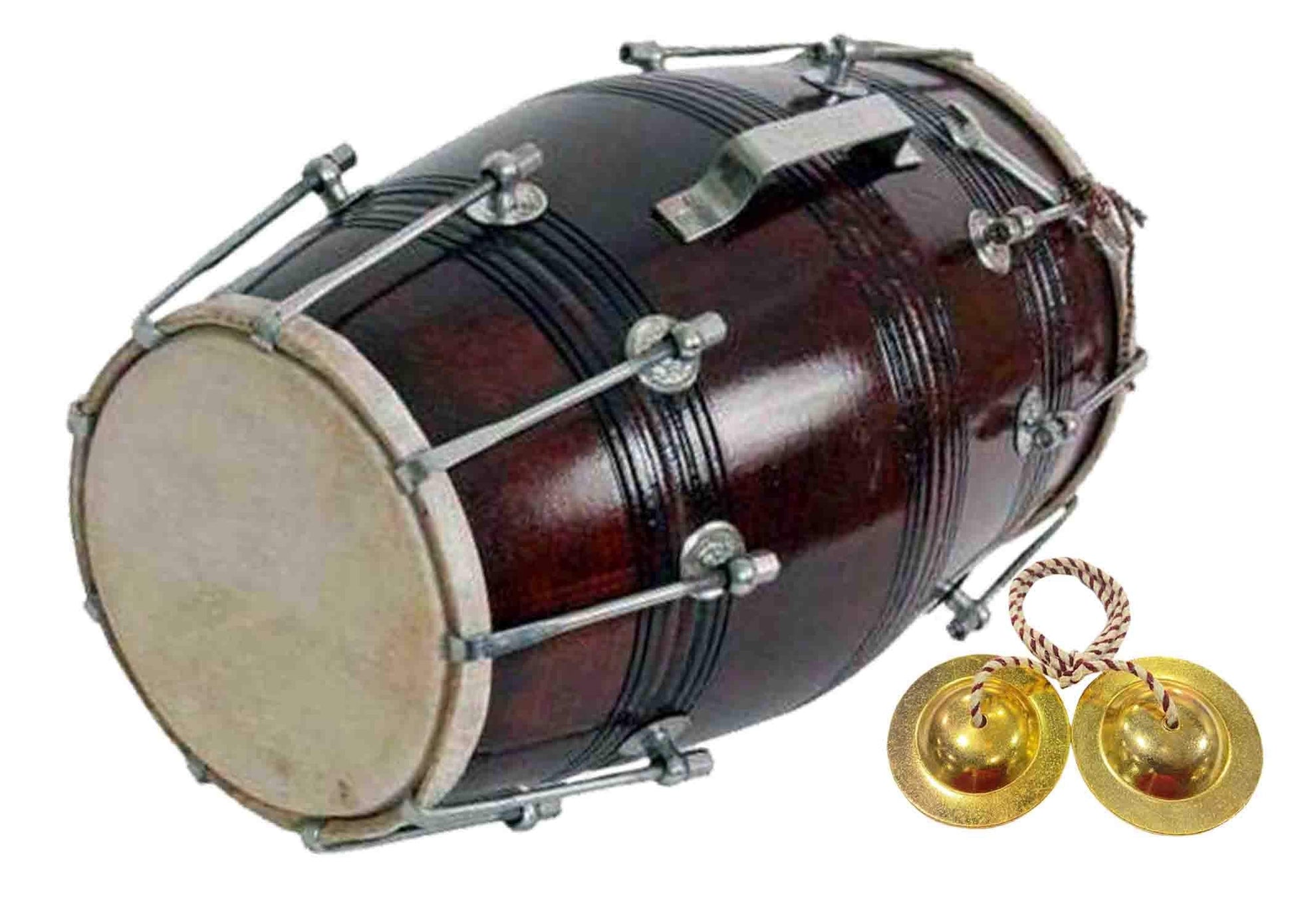 Gt Manufacturers Wooden Musical Instrument Dholak Drum Nuts & Bolt Design1 (Brown)