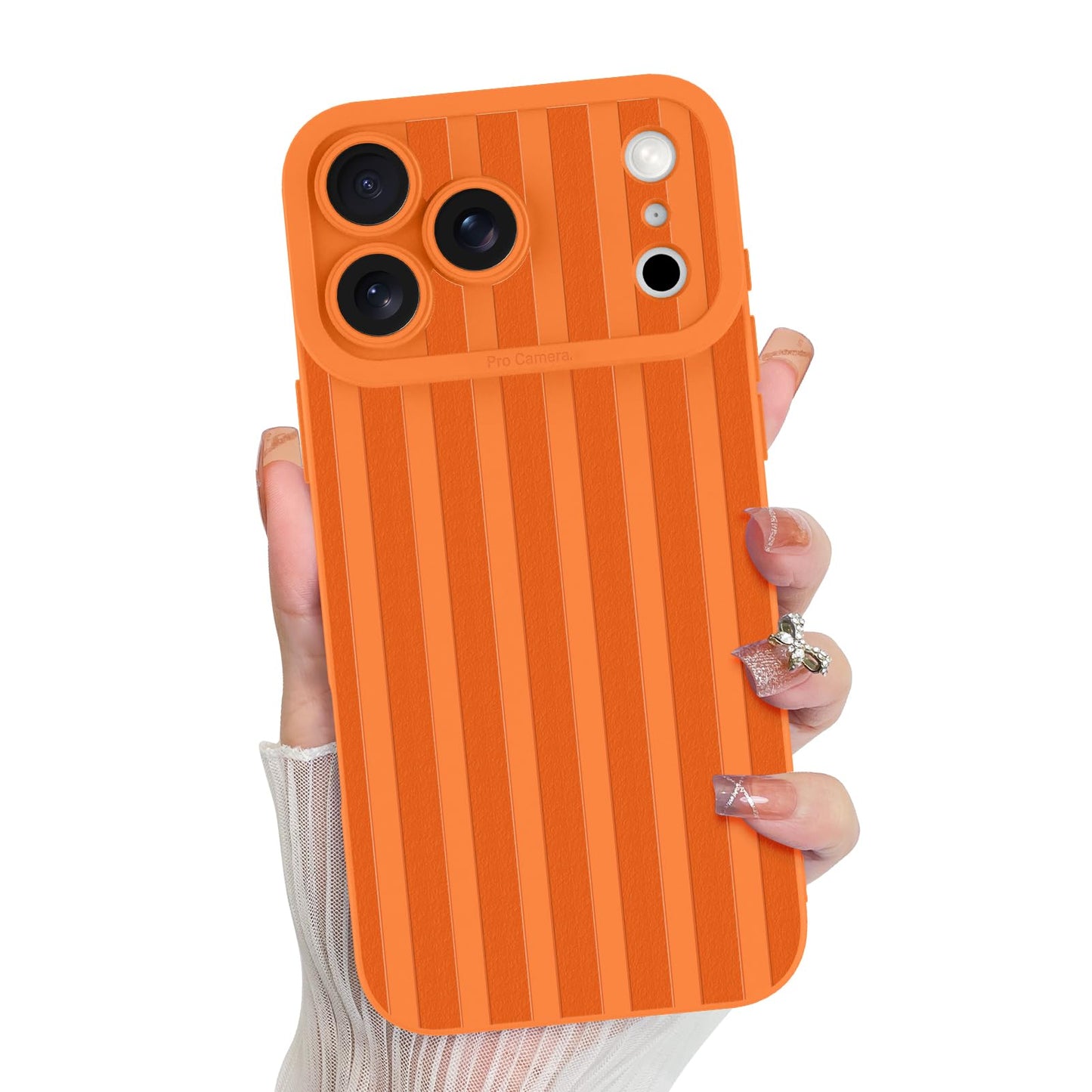 KANGHAR Compatible with iPhone 17 Pro Max Case, Silicone Stripes Cute Pattern, Camera Protection Soft Slim Phone Cover for Girls