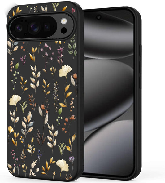 Unov Case Compatible with Pixel 10 Pixel 10 Pro 5G with Flowers Golden Floral Grily Embossed Pattern Design Slim Protective Soft