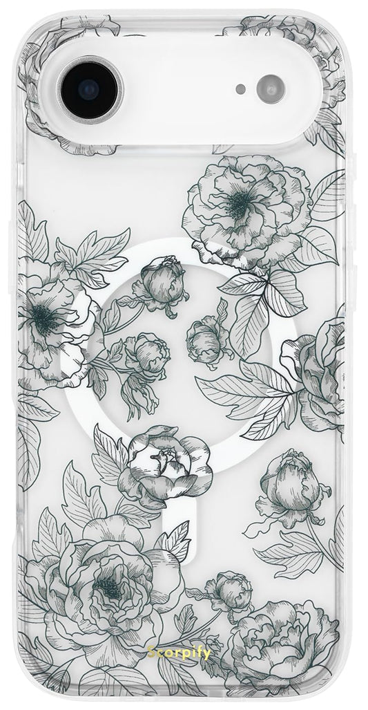 SCORPIFY for iPhone 17 Air Case [Compatible with MagSafe] with Matte Queen of Flower Floral Design, Cute Clear Magnetic Phone Co