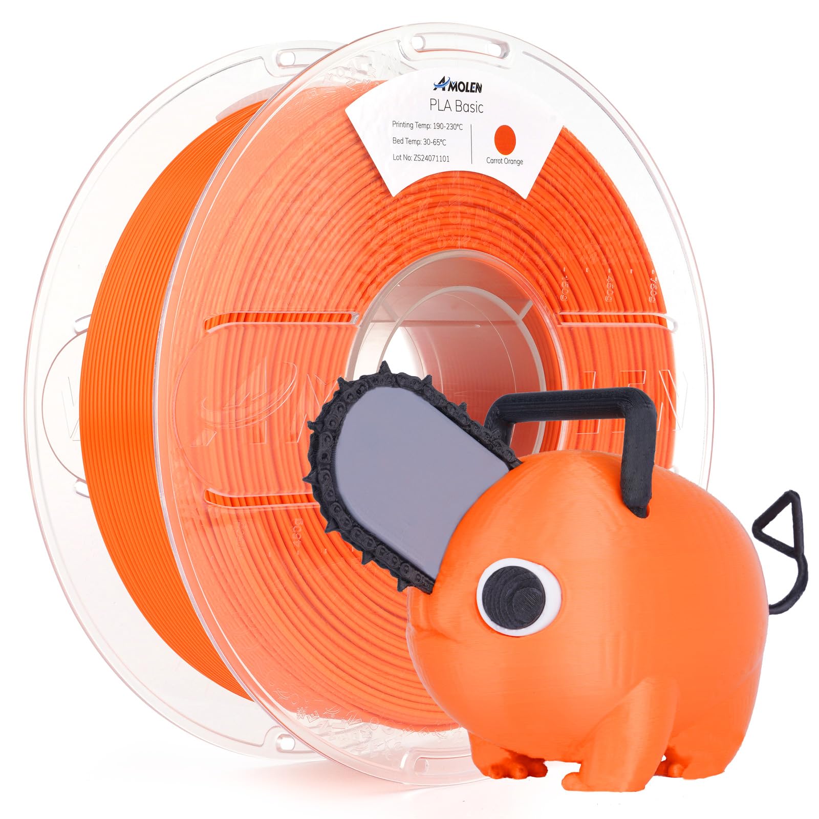 AMOLEN 3D Printer Filament - 1.75mm Orange PLA, 1KG/2.2lb, +/- 0.02mm Accuracy, Smooth & Non-Tangle, Fits Most FDM 3D Printers,