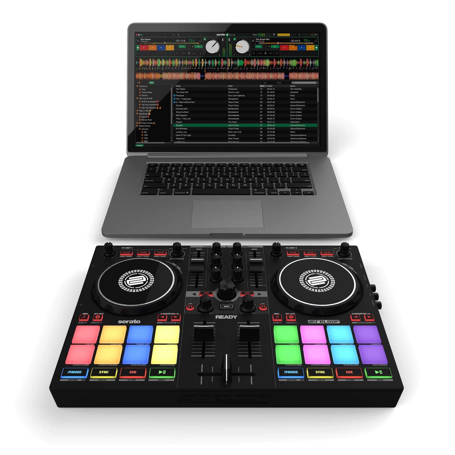 Reloop Compact Prep 2-Deck DJ Controller designed for Serato DJ Lite (included) & DJ Pro, Built-in USB Audio Interface