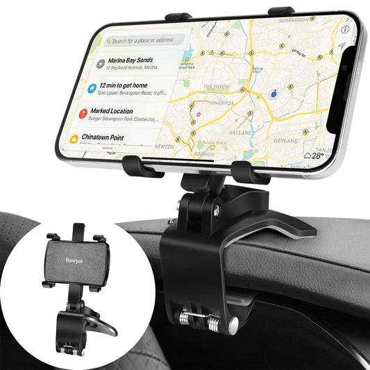 Bawyot Car Phone Holder Dashboard Phone Mount 360 Degree Rotation Multifunctional Clip Design Car Universal Phone Mount Compatib