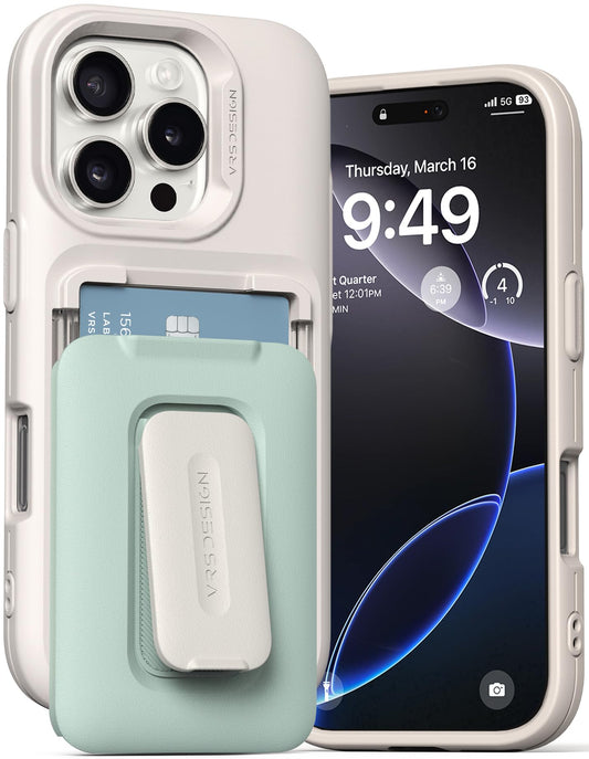 VRS DESIGN Orb Case for iPhone 16 Pro (2024), Premium Card Wallet Case [3 Cards] Durable Built-in Stand Cover Compatible with iP