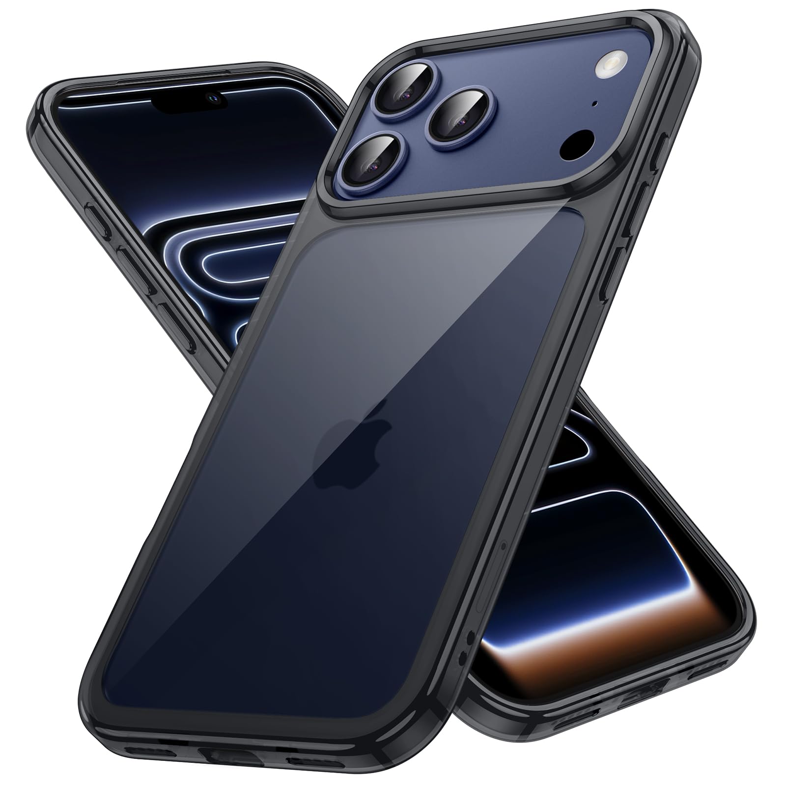 JETech Case for iPhone 17 Pro 6.3-Inch, Non-Yellowing Shockproof Phone Bumper Cover, Anti-Scratch Clear Back (Black)