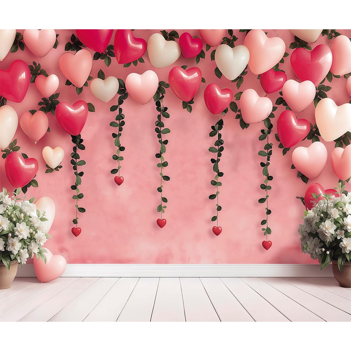 Lsseauto 10x8ft Sweet Valentines Day Backdrop, Pink Heart Happy Valentines Day Photography Background for Wedding, Birthday, An