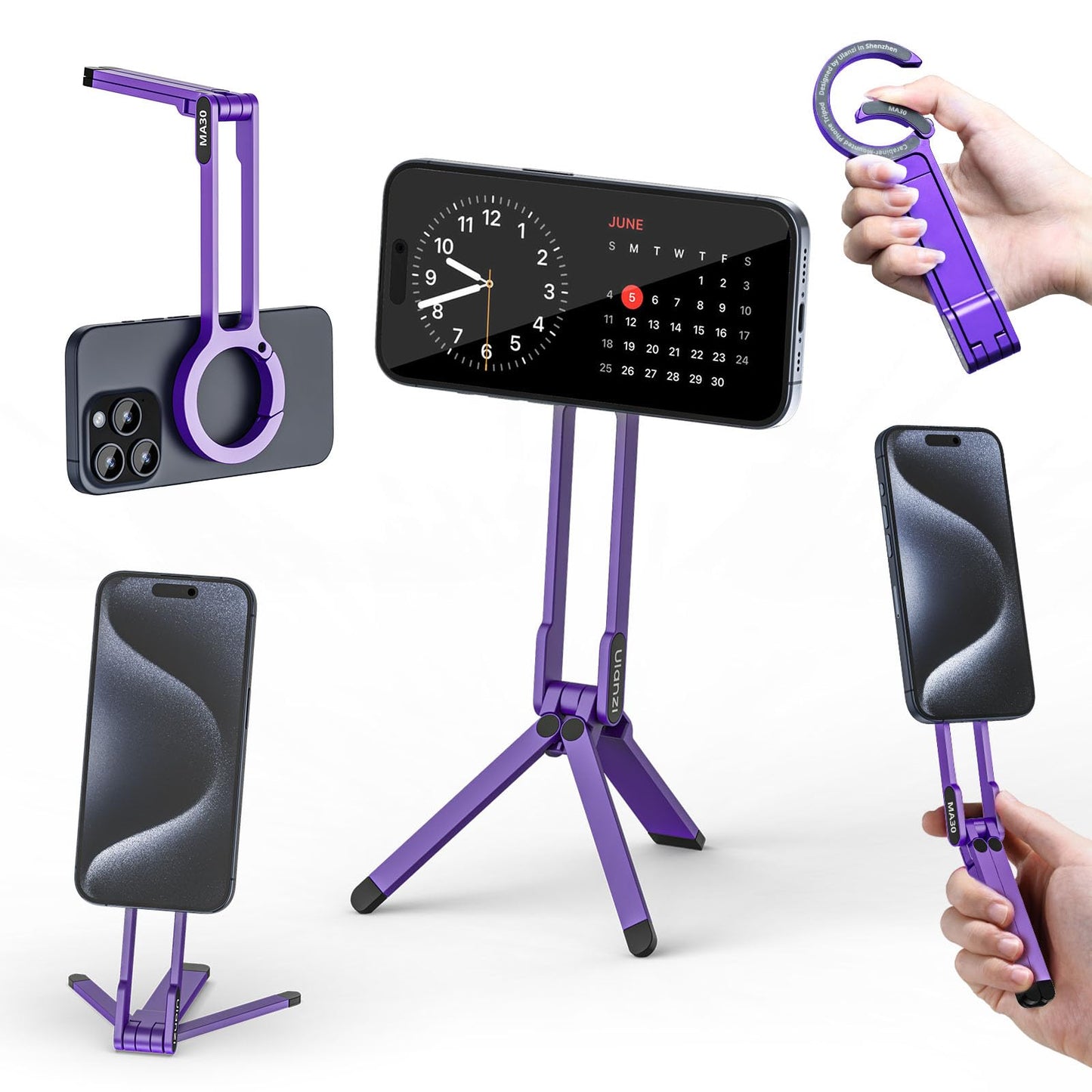 ULANZI MA30 Magnetic Phone Tripod Stand for iPhone-Aluminium Maglock Smartphone Mini Tripod Pocket Cell Phone Stand Strong Magne