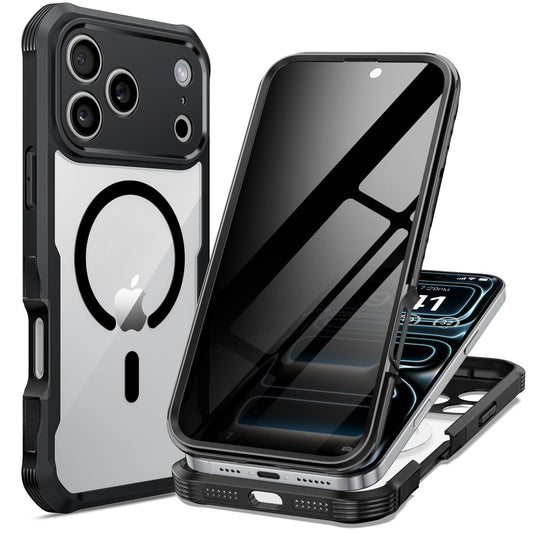seacosmo for iPhone 17 Pro Max Case, Full Body Bumper with Built-in 9H Tempered Glass Privacy Screen Protector and Camera Lens P