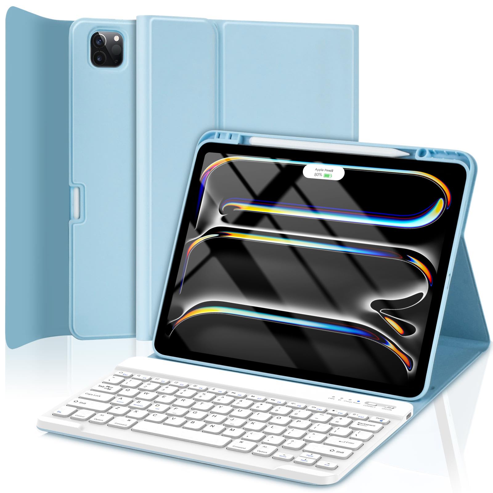 TQQ Keyboard Case for iPad Pro 13-inch (M5 2025 / M4 2024) - Magnetic Wireless Detachable Keyboard, Stand Folio Cover with Penci