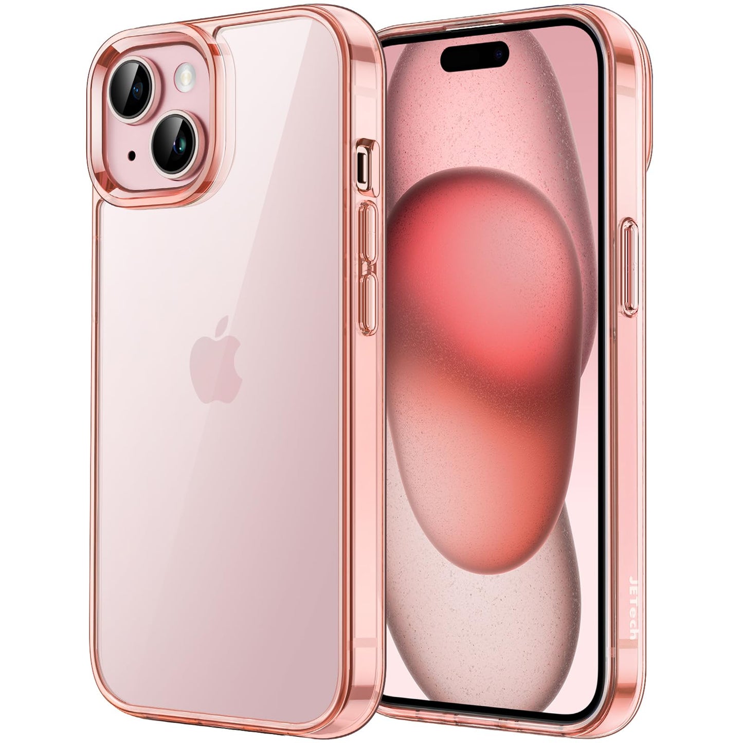 JETech Case for iPhone 15 Plus 6.7-Inch, Non-Yellowing Shockproof Phone Bumper Cover, Anti-Scratch Clear Back (Rose Gold)