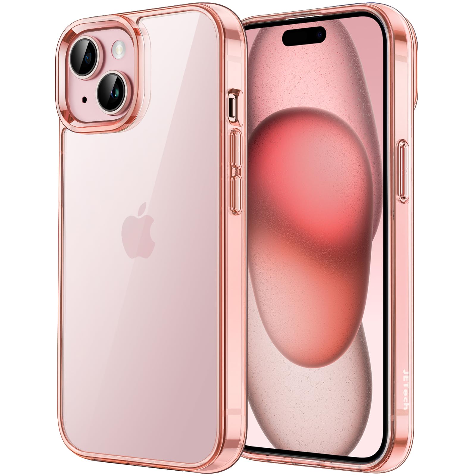 JETech Case for iPhone 15 Plus 6.7-Inch, Non-Yellowing Shockproof Phone Bumper Cover, Anti-Scratch Clear Back (Rose Gold)