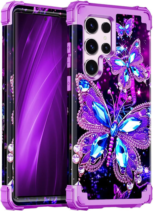 Hekodonk for Galaxy S23 Ultra Case,Three Layer Heavy Duty Shockproof Protection Hard Plastic+Soft Silicone Full Body Drop Protec