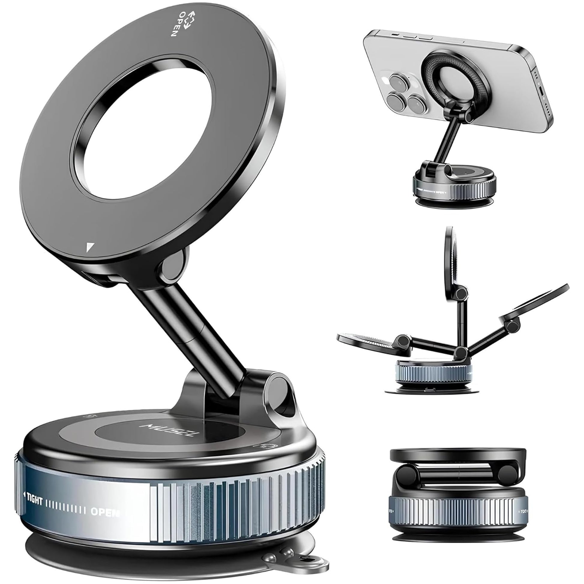 MUSEL Car Phone Holder for MagSafe [88LBS Strong Suction & 24 N55 Magnets] 360 Adjustable Car Phone Mount, Phone Holders for You