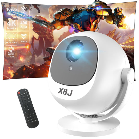 [Built-in Apps] 5G WiFi Bluetooth Smart 360 Rotatable Projector,4K support HD Portable Projector, Mini Projector with Stereo Spe