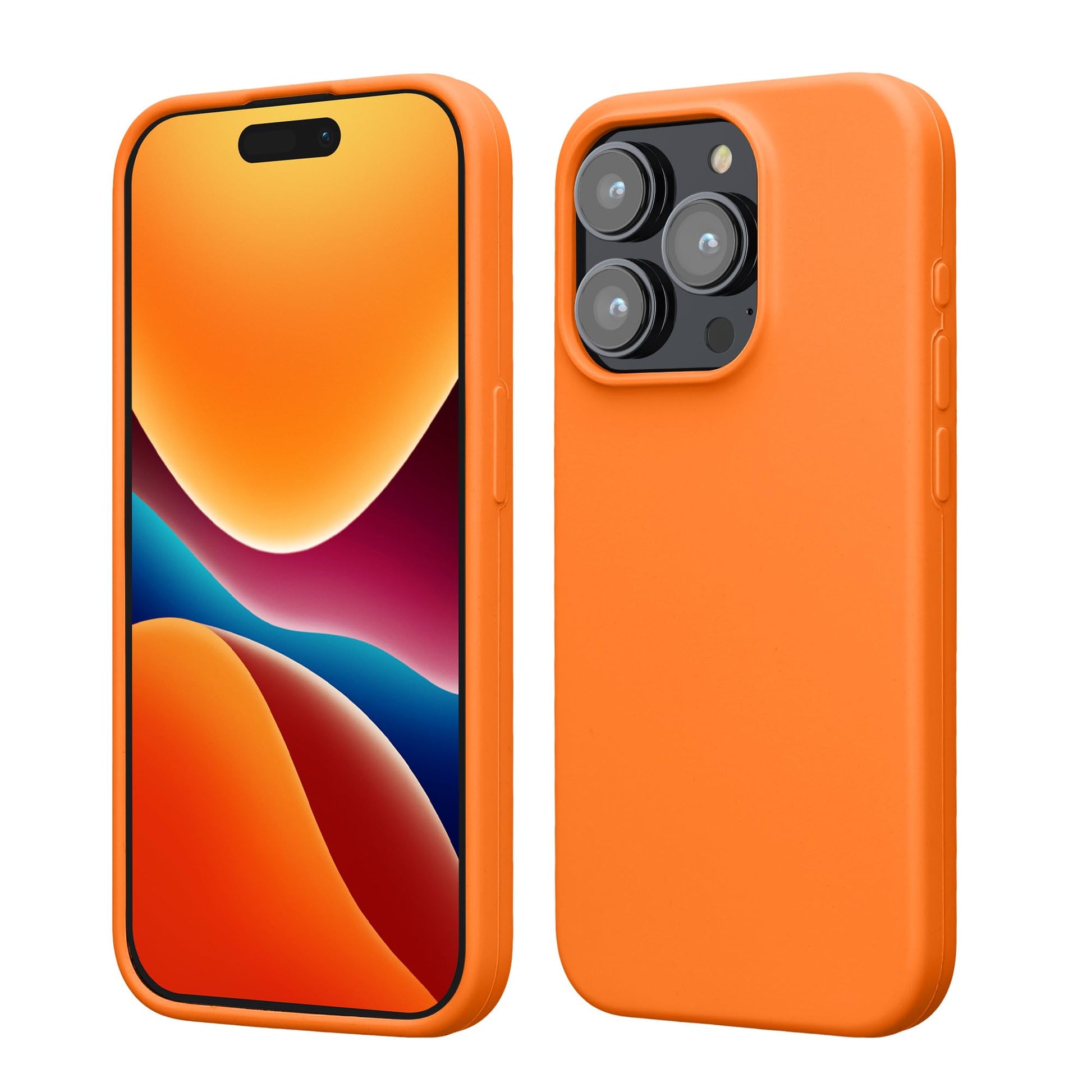 kwmobile Case Compatible with iPhone 15 Pro Case - Slim Soft TPU Silicone Cover - Fruity Orange