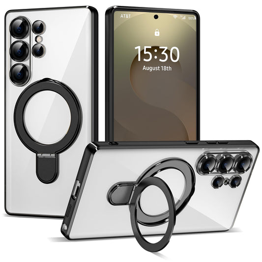 ETPESOK Compatible with Samsung Galaxy S25 Ultra Case with Magnetic Ring Stand [Compatible with Mag-Safe] [Full Camera Lens Prot