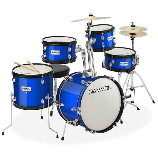 Gammon Percussion 5-Piece Junior Drum Kit - Red, Wood, Includes Cymbals, Hardware, Sticks & Throne, Model 21714764