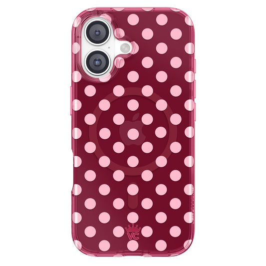 VELVET CAVIAR Case for iPhone 17 | Compatible with MagSafe | 10ft Drop Tested | Protective Designer Cases | Raspberry Polka Dot