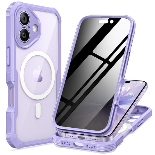 seacosmo for iPhone 17 Case, Full Body Bumper with Built-in Tempered Glass Privacy Screen Protector and Camera Lens Protection,