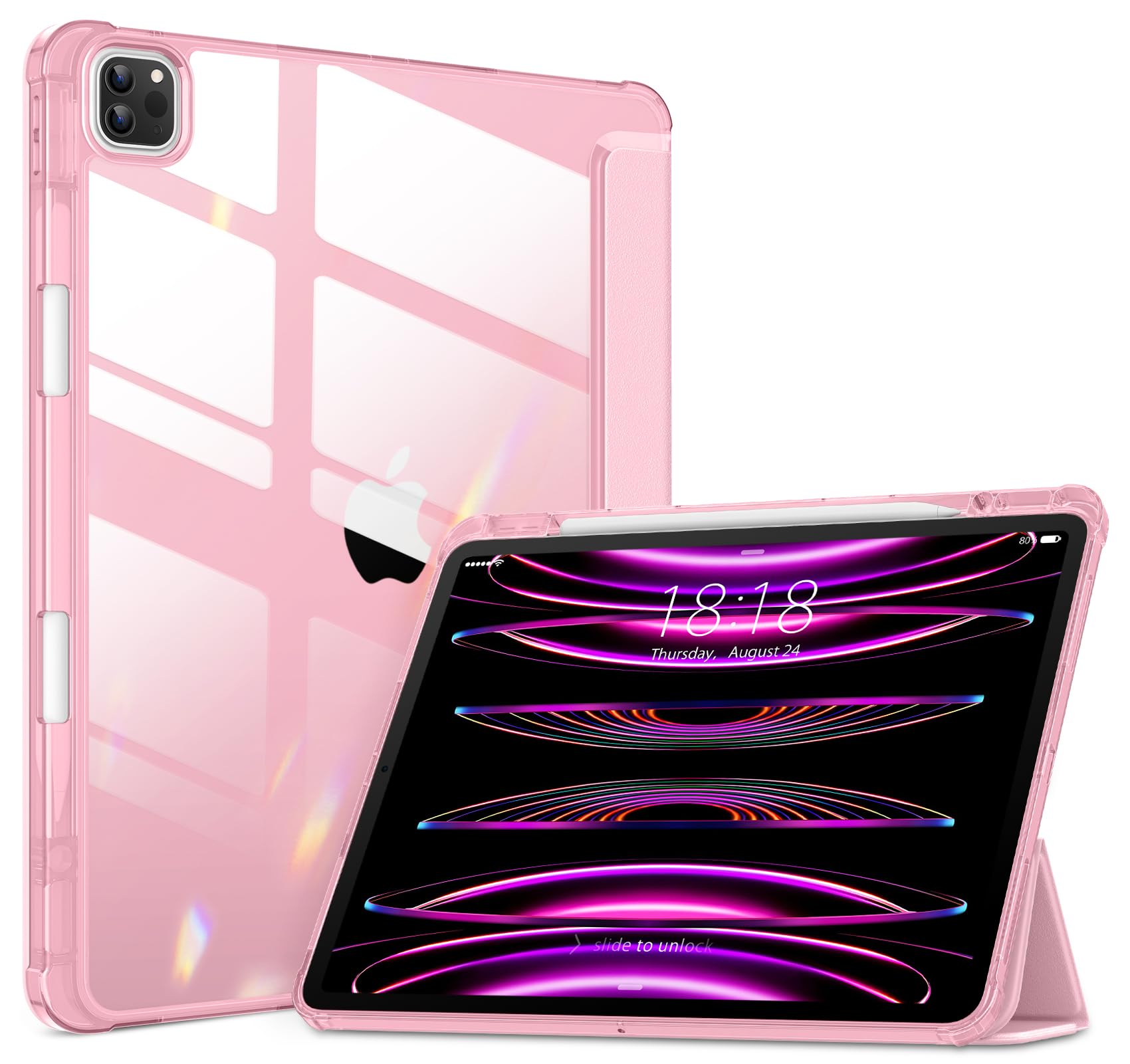 VIKESI Case for iPad Pro 12.9 6th/5th/4th/3rd Generation (2022/2021/2020/2018 Released),TPU Shockproof Frame,Built-in Pencil Hol