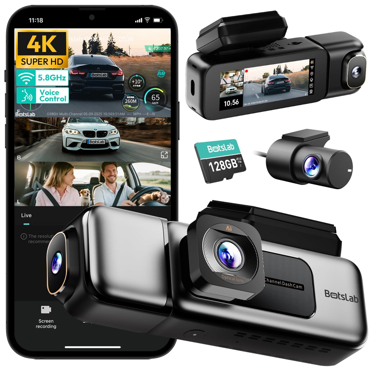 Botslab 4K 3 Channel Dash Cam