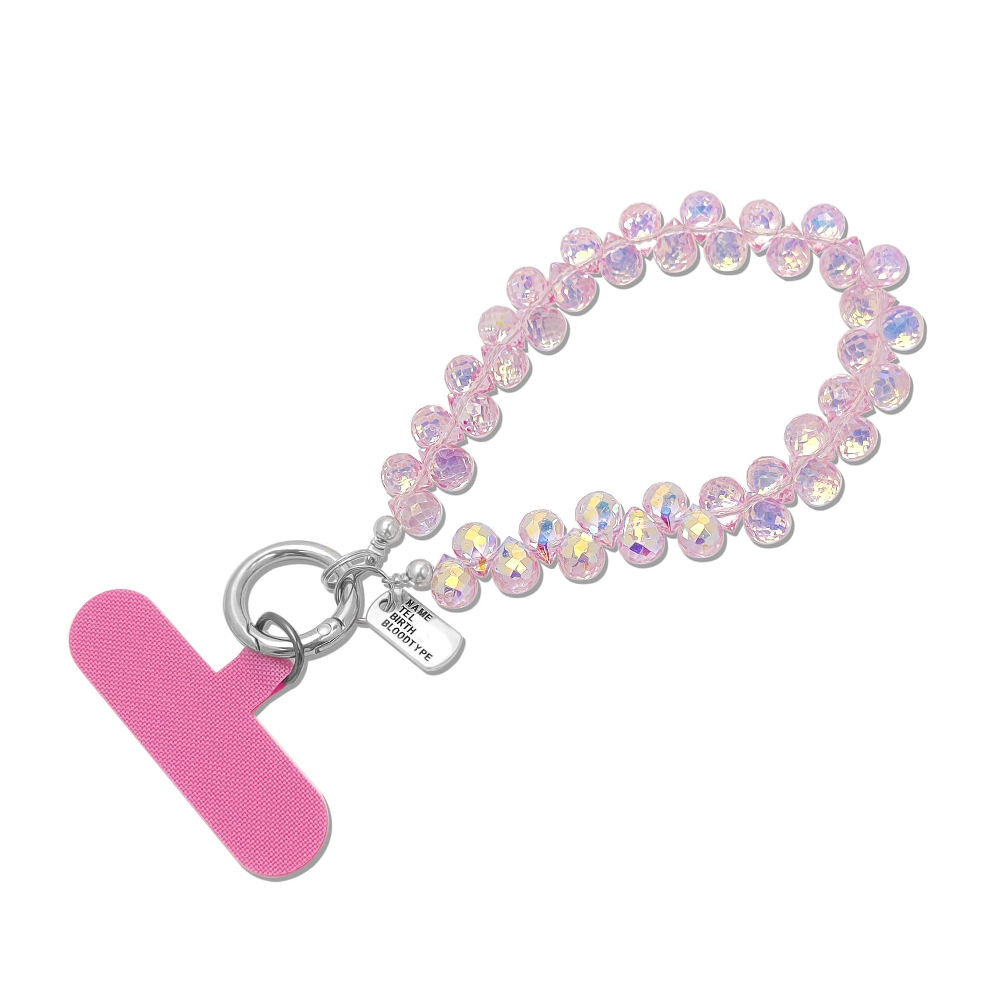 Cute Phone Wrist Strap Chic Beaded Cellphone Lanyard with Tether Tab Phone Charm Grip Strap for PhoneBag Purses Keys (Pink Cryst