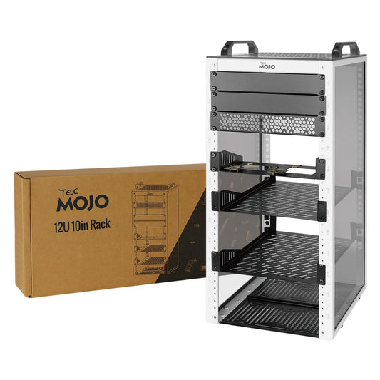 Tecmojo 12U Network Rack, 10 inch Mini Server Rack with 2 Side Translucent Panels & 2 Top Handles, 10.23 inch Deep, for 10 inch