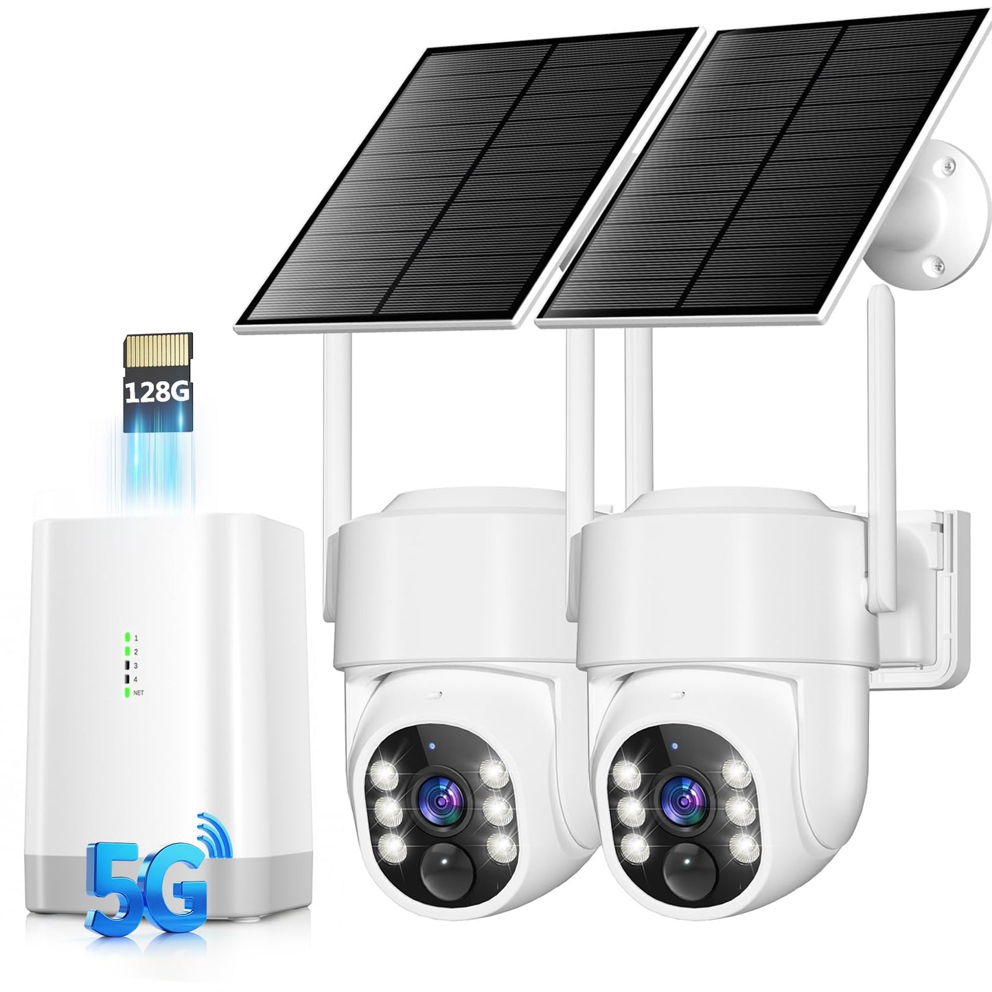 Security Cameras Wireless Outdoor 5G& 2.4G, No Subscription, 2 Cam-Kit,4MP Solar Powered Home Security Cameras System With 360PT
