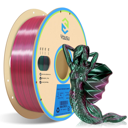 YOUSU Silk PLA Filament 1.75mm 3D Printer Filament Coextrusion Filament Dual Color, Compatible with Most of 3D Printer, Silk Pur