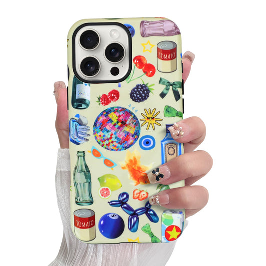 SOKAD Magnetic Summer Collage Phone Case for iPhone 16 Pro Max, Cute Fruits Drinks Collage Pattern Compatible with Magsafe Matte